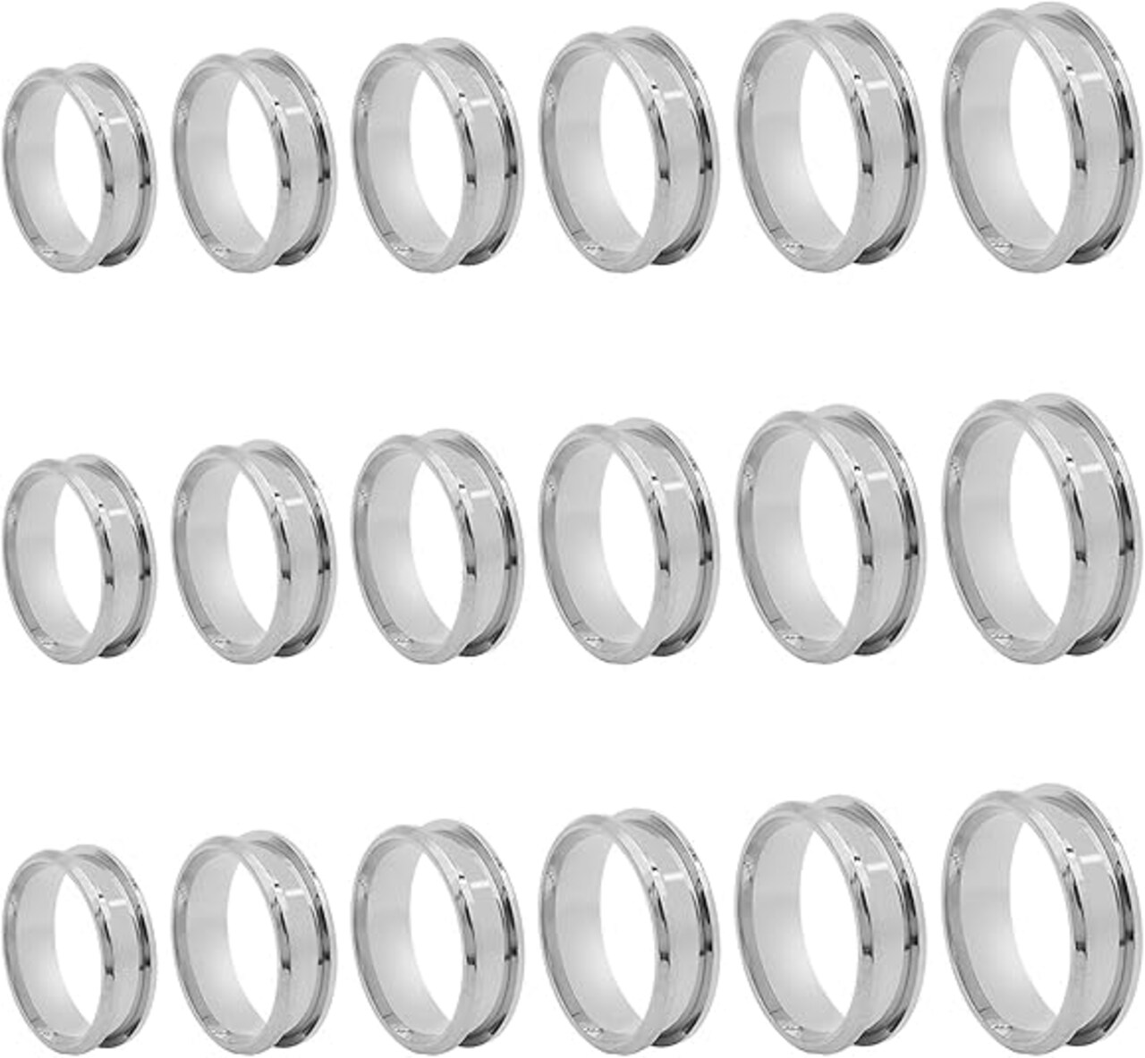 18pcs Stainless Steel Grooved Finger Ring for Jewelry Making,7/8/9/10/11/12 Ring Core Blanks 8mm Wide Round Grooved Inlay Ring for Men Women DIY Crafts(Silver)